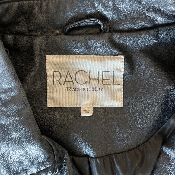 Rachel Roy Black Faux Leather Motorcycle Jacket - Picture 2 of 5